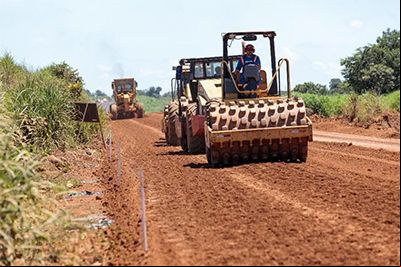 Canteiro de obras para pavimenta